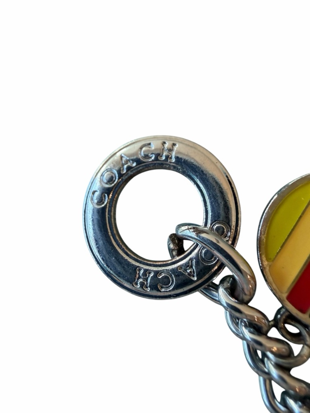 Coach Y2K Vintage Enamel Charm Bracelet | Multicolor Disc Dangles - Picture 2 of 4